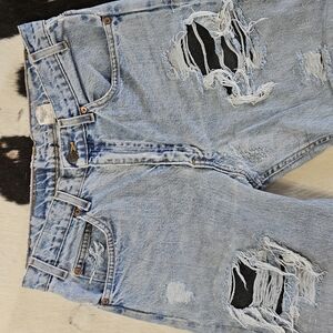 Vintage 1990s GRUNGE Levi's Blue Distressed Straight Jeans Denim Shredded 30x29
